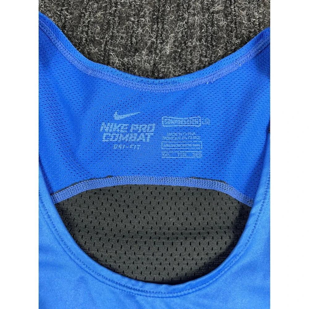 Nike Pro Combat Dri-FIT Compression Tank Top Mens XXL Blue Grey Sleeveless Shirt